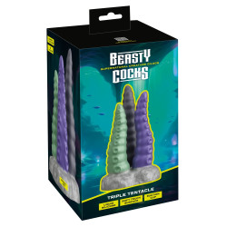 Beasty Cocks Triple Gode Tri Tentak 19 x 9.5cm